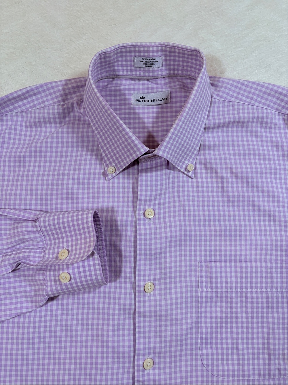 Peter Millar Lavender Gingham Button-Down Dress Shirt
